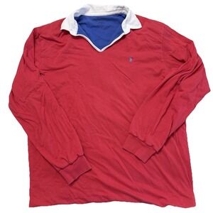 Polo Ralph Lauren Reversible Rugby Shirt Mens XL Red Blue Pony Long Sleeve